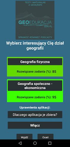 Testy maturalne z geografii - Screenshot 1