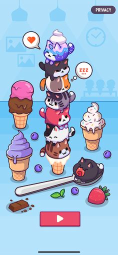 Ice Cream Cat - Color Stack - Screenshot 1