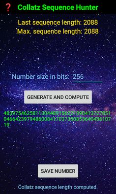 Collatz Sequence Hunter (3n+1) - Screenshot 1