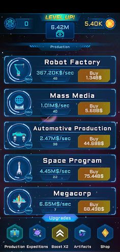 Idle Galaxy Magnat - Screenshot 1