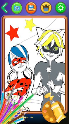 Lady Coloring Game Surfer Cat - Screenshot 3