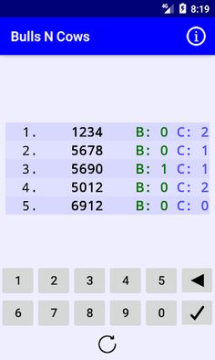 Bulls and cows - Screenshot 2
