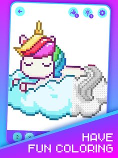 Pixel Unicorns Coloring Book - Screenshot 2