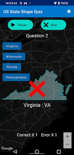 USA State Shape Quiz - Screenshot 2