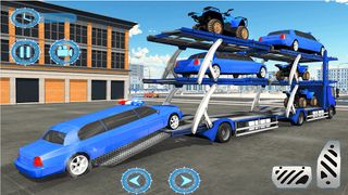 US Police limousine Car Quad Bike Transporter Game - Screenshot 1