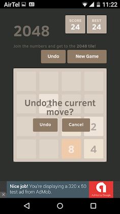 2048 Game in Night Mode - Screenshot 2