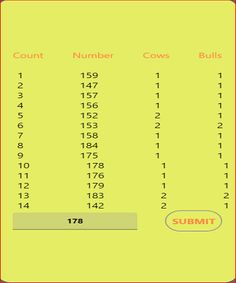 Guess Cows And Bulls 1.1 - Screenshot 3