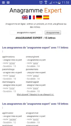 Anagramme Expert - Screenshot 1
