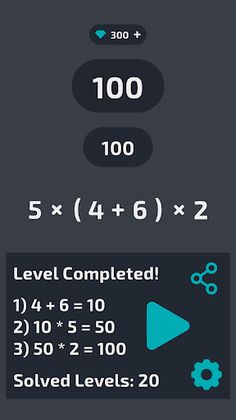 4=100 - 4 numbers, 1 answer - Screenshot 2