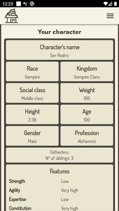 RPG Role character generator - Screenshot 2