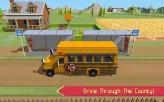 School Bus Game Blocky World - Screenshot 2