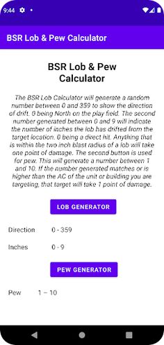 BSR Lob & Pew Calculator - Screenshot 1
