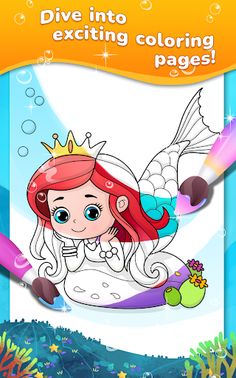 Mermaid coloring book gradient - Screenshot 1