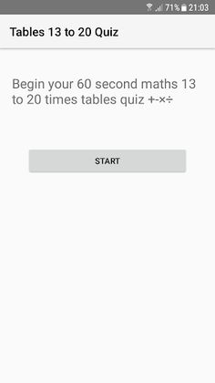 Maths Tables quiz 13 to 20 - Screenshot 1