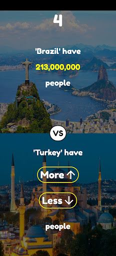 Higher Lower Game: Population - Screenshot 4