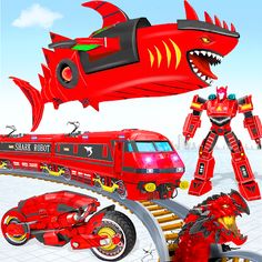 Shark Robot Transform Bike War - Screenshot 1