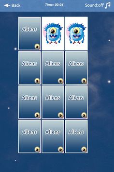 Aliens Memory Match - Screenshot 3
