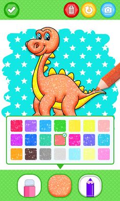 Dinosaur Glitter Coloring Page - Screenshot 2