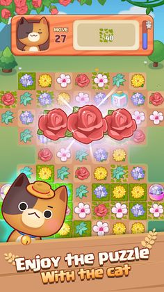 Flower Road with Cat : 3 Match - Screenshot 1