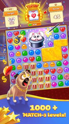 Super Pug Story Match 3 puzzle - Screenshot 1