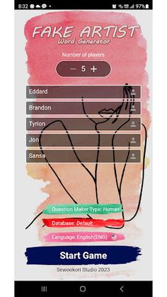 Fake Artist Topic Generator - Screenshot 1