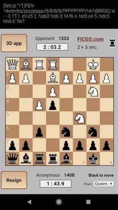 Chess 960 • FICGS play rated g - Screenshot 2