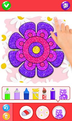 Glitter Flowers Coloring Book - Screenshot 2