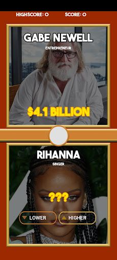 Celeb Net Worth: Higher Lower - Screenshot 4