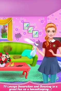 School Girls New Year Home Cle - Screenshot 4