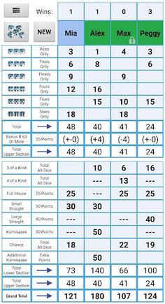 Kamikazee Dice Score Card - Screenshot 1