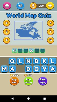 Fun Quizzes - World Map Quiz - Screenshot 1