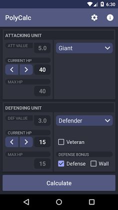 PolyCalc Battle Calculator - Screenshot 1