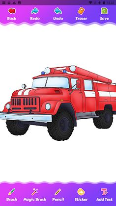 Fireman Truck Coloring - Screenshot 2