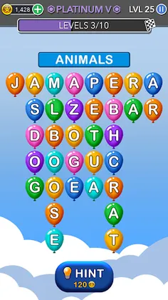 Word Balloons Swipe Word Games - Screenshot 1