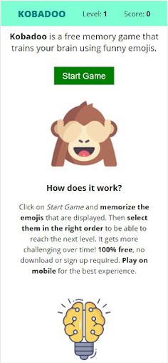 Kobadoo - Memory Game - Screenshot 1