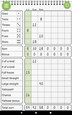 DICY, Scoresheet for YAHTZEE® - Screenshot 3