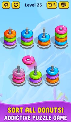Donut Hoop Stack 3d Color Sort - Screenshot 1