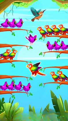 Sort Color Birds Brain Puzzle - Screenshot 2