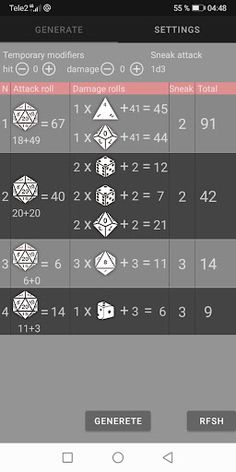 Pathfinder attack calculator - Screenshot 2