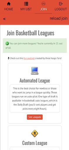 Basketball Sim Leagues - Screenshot 1