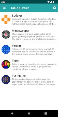 Table puzzles - Screenshot 1
