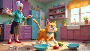 Cat Chaos: Granny House - Screenshot 1