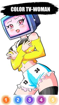 Tvman Tv Woman Color By Number - Screenshot 3