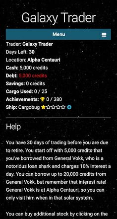 Mindnumb's Galaxy Trader - Screenshot 2