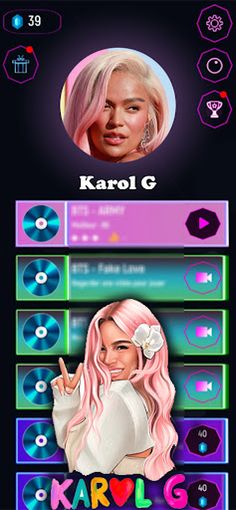 Karol G Música Tiles hop Piano - Screenshot 1