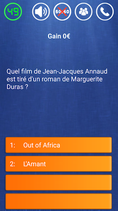 Jeu Millionnaire quiz français - Screenshot 2