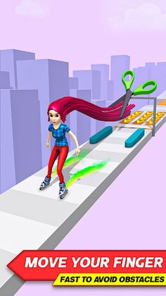 Sky Skate Long Hair Race 3D - Screenshot 2