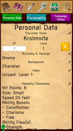 PF2 Character Sheet - Screenshot 3