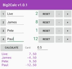 Big 2 Score calculator - Screenshot 1