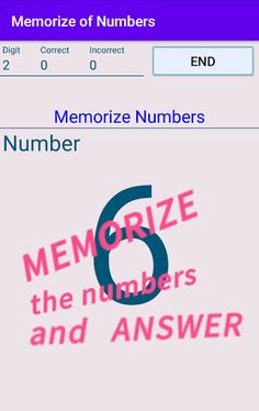 Memorize of numbers - Screenshot 1